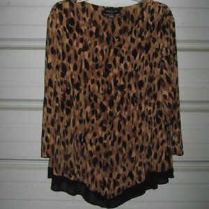 3X Plus Size Beautiful Animal Print Dressy work blouse top shirt womens